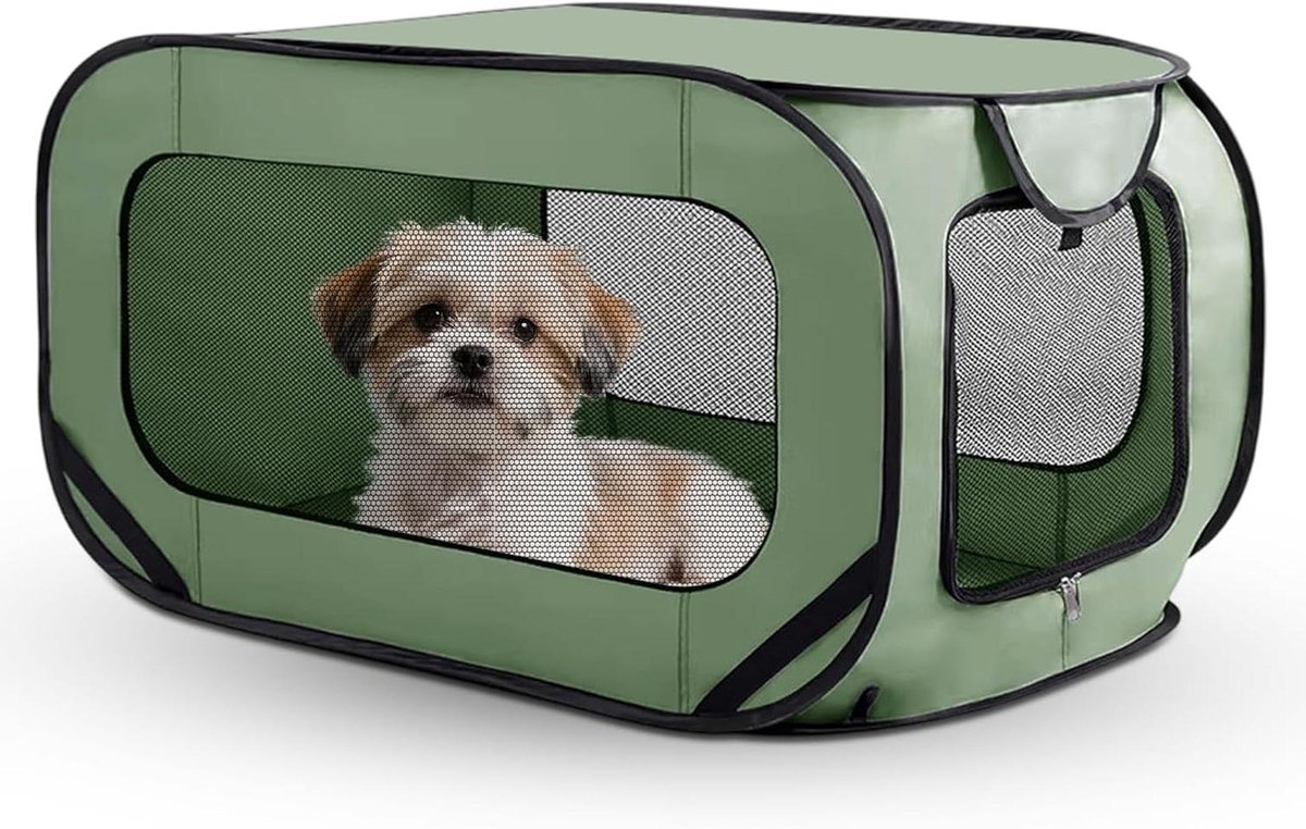 Dieren Transportbox - Reismand Kat Hond - Veilig Reizen - Inklapbaar Ontwerp - 94 x 53 x 53 cm - Groen