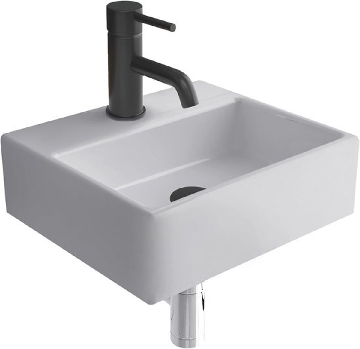 Kleine Vierkante Wastafel 33 cm - Moderne Wandwastafel Keramiek voor Gasten, WC en Badkamer
