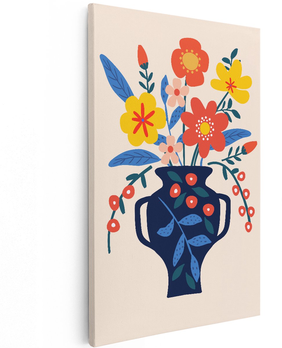Artaza Canvas Schilderij Vaas met Bloemen - Abstract - 120x180 cm - Groot - Foto Op Canvas - Wanddecoratie Woonkamer