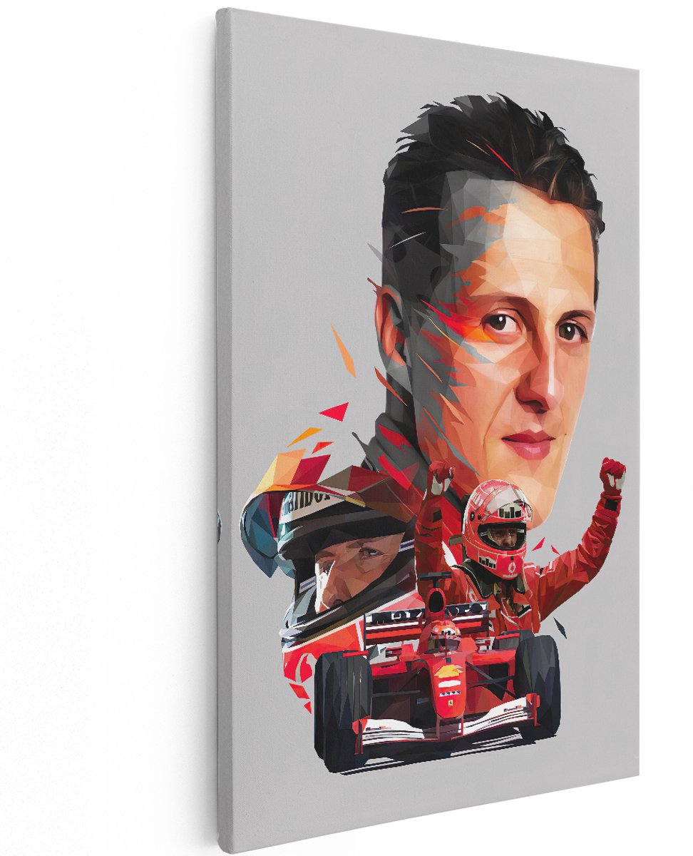 Artaza Canvas Schilderij Michael Schumacher bij Ferrari F1 - 120x180 cm - Groot - Muurdecoratie - Canvas Print