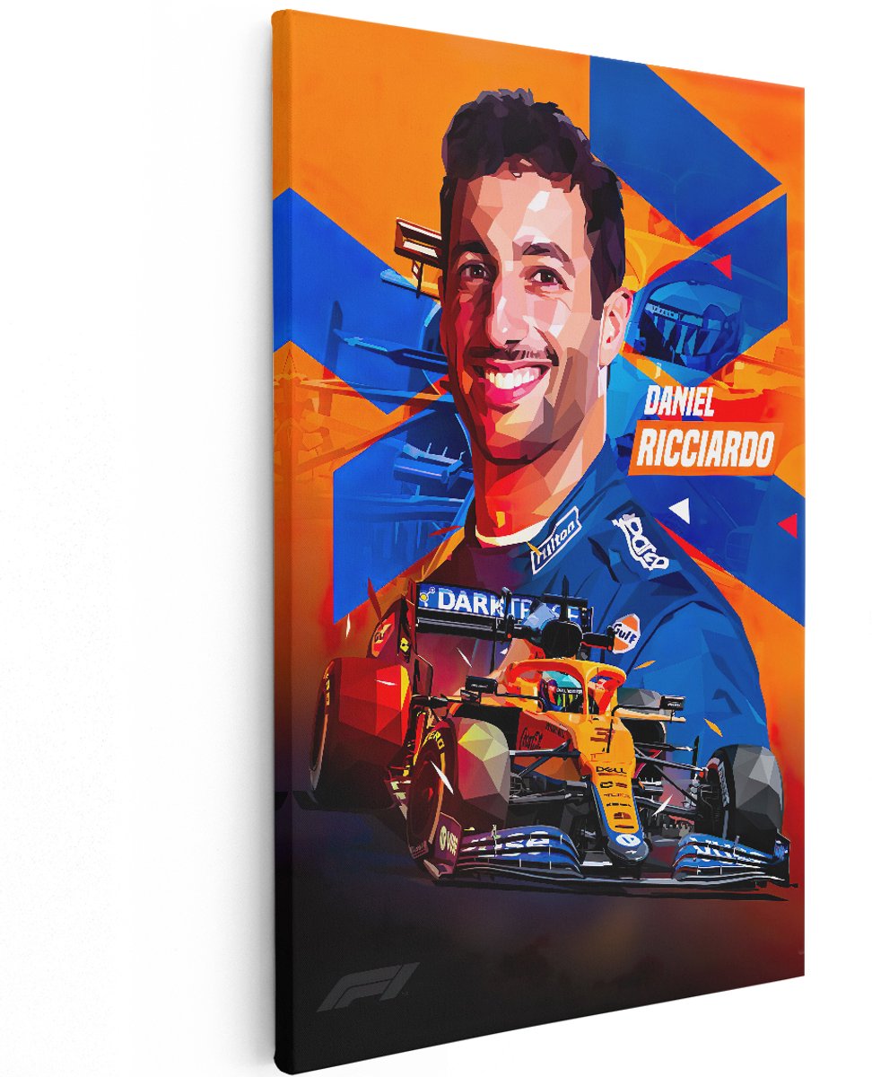 Artaza Canvas Schilderij Formule 1 Coureur Daniel Ricciardo - 120x180 cm - Groot - Muurdecoratie - Canvas Print