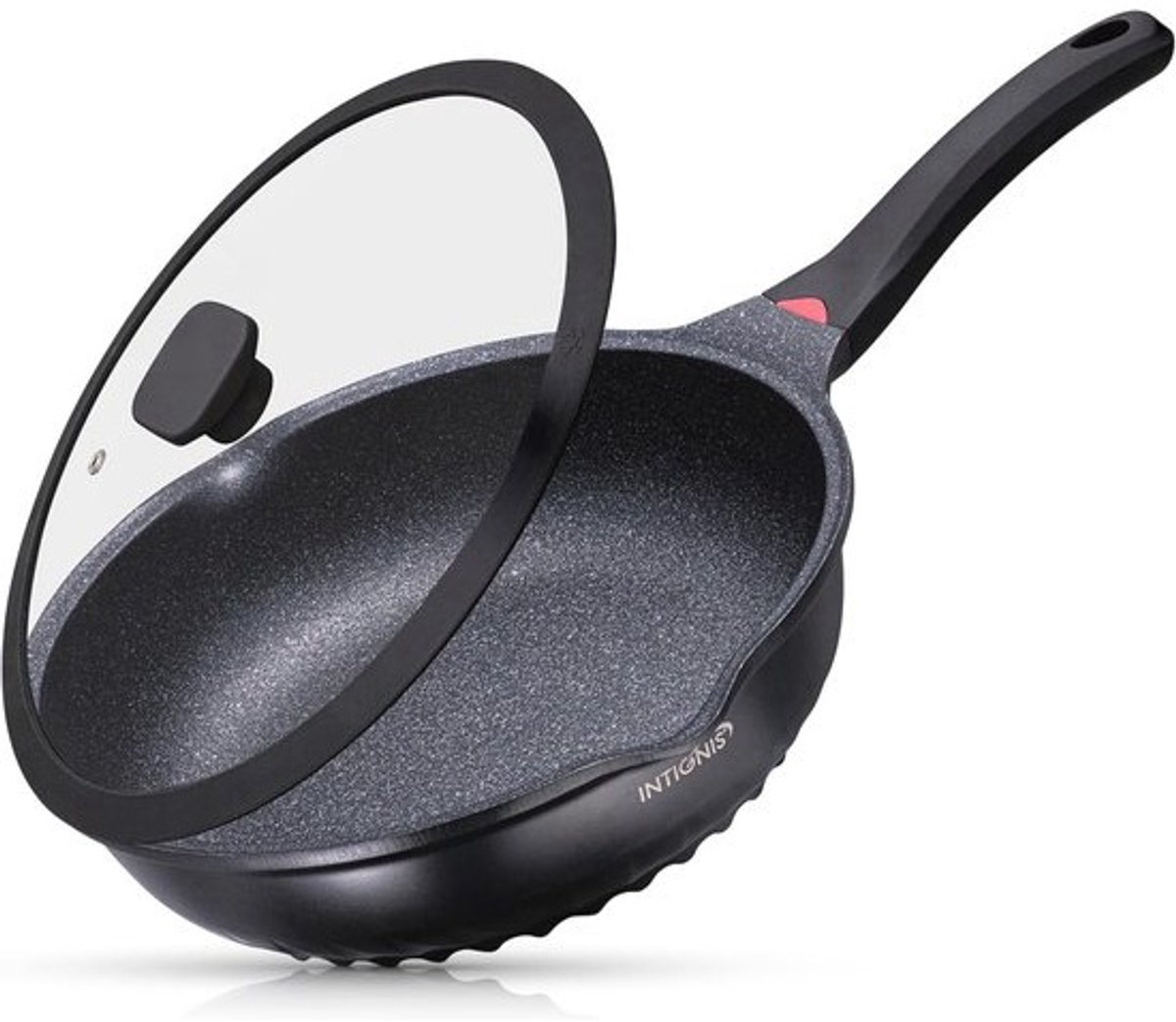 30cm Diepe Koekenpan met Deksel | Inductie Geschikt | Antiaanbak Coating | Hittebestendige Handgreep | Ideaal voor Dagelijks Koken