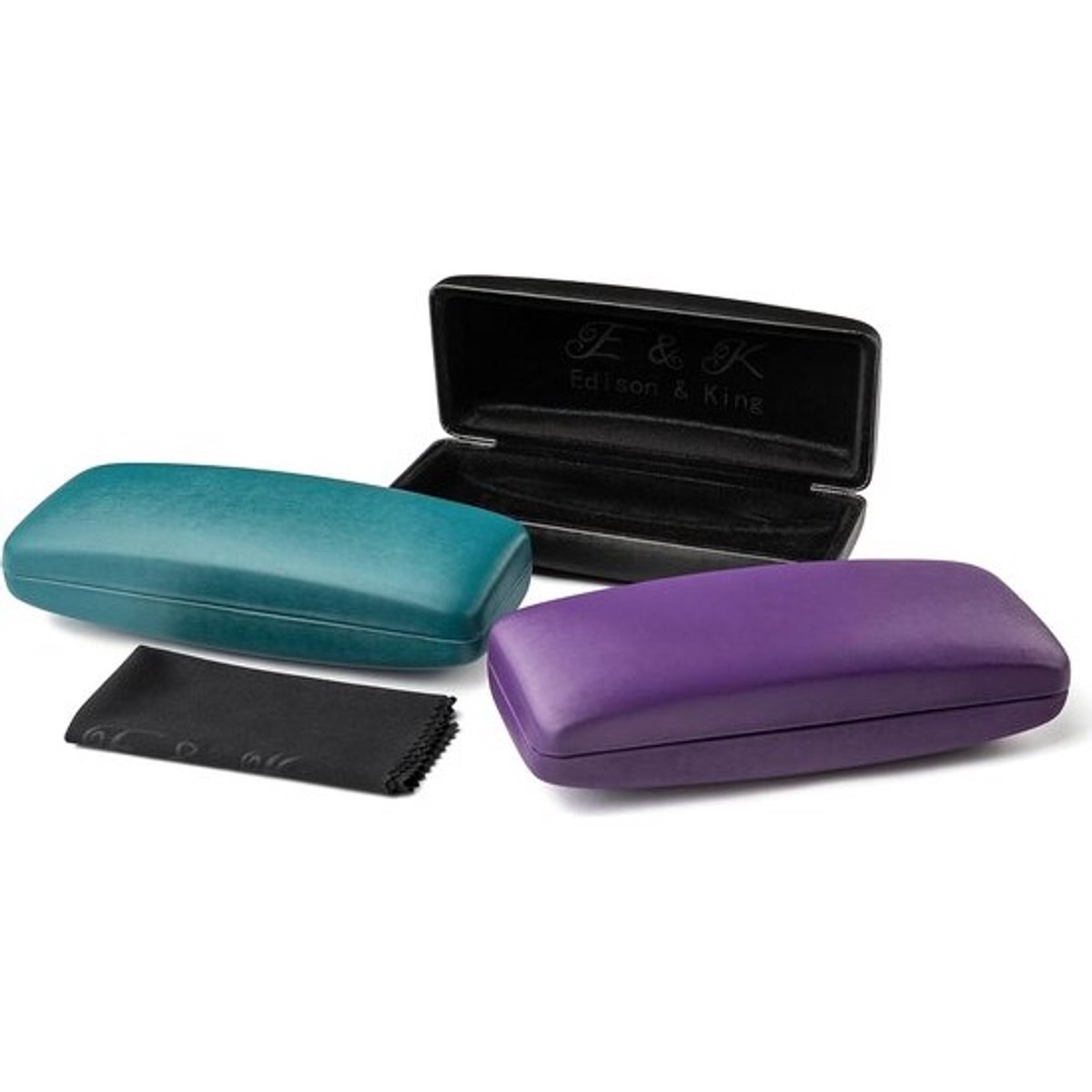 Brillenkoker Set - Harde Kokers - Brillen Beschermen - Met Microvezeldoek - 3 Delig - Assorti