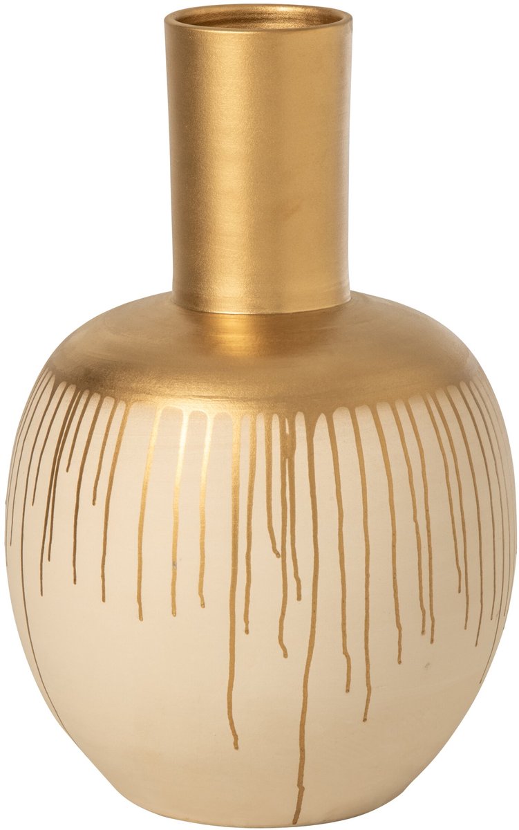 J-Line Vaas - keramiek - beige/goud