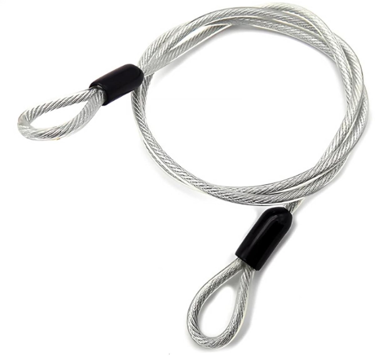 Duurzaam roestvrijstalen kabel van 1,5 m x Ø 5 mm met oogjes voor beveiliging van tuinmeubelen en fietsen
