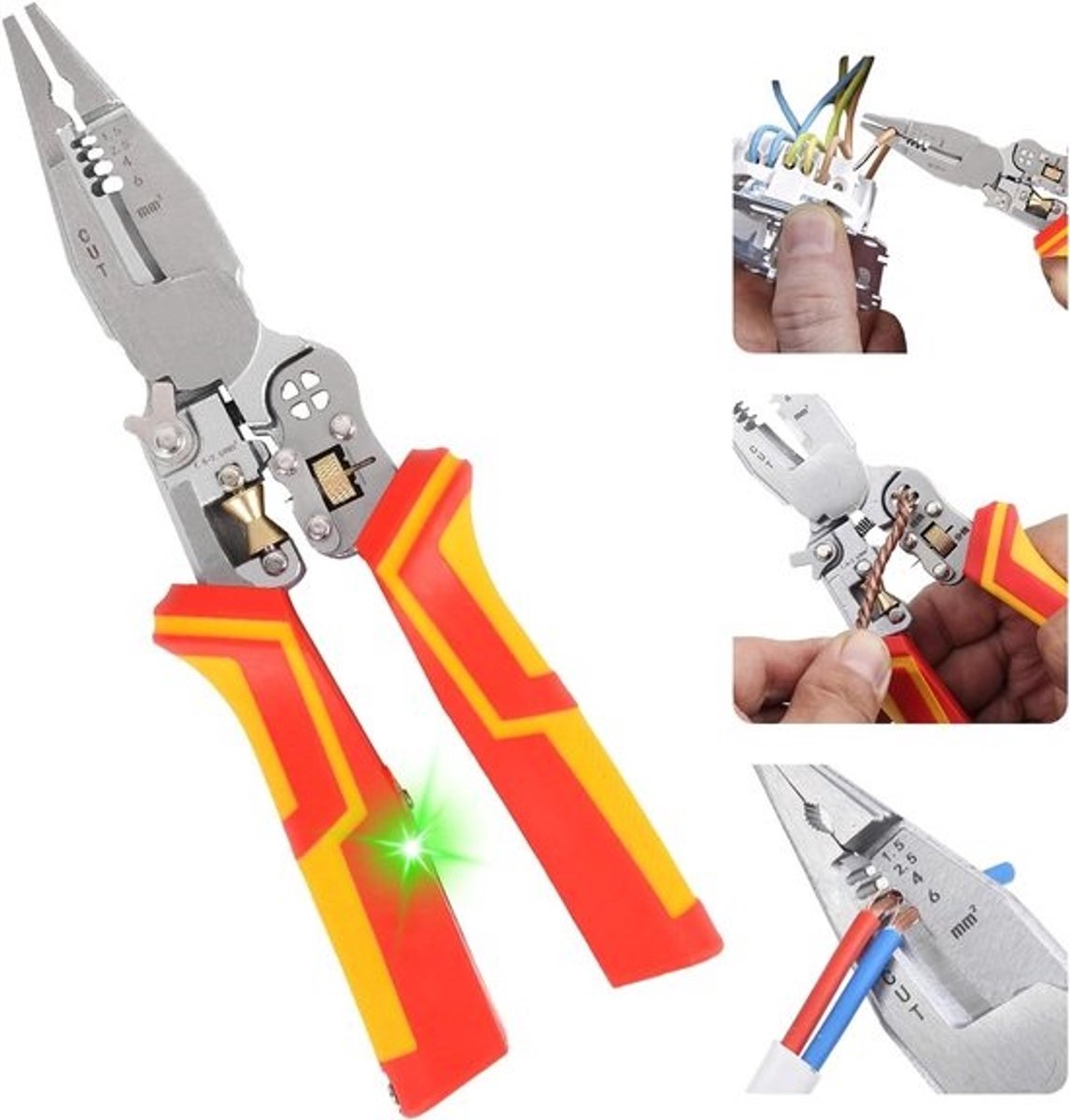 Multifunctionele Tang - Draadstripper Tester - Elektrisch Werk - 9-in-1 Functies - 210 mm Lengte - V-vorm