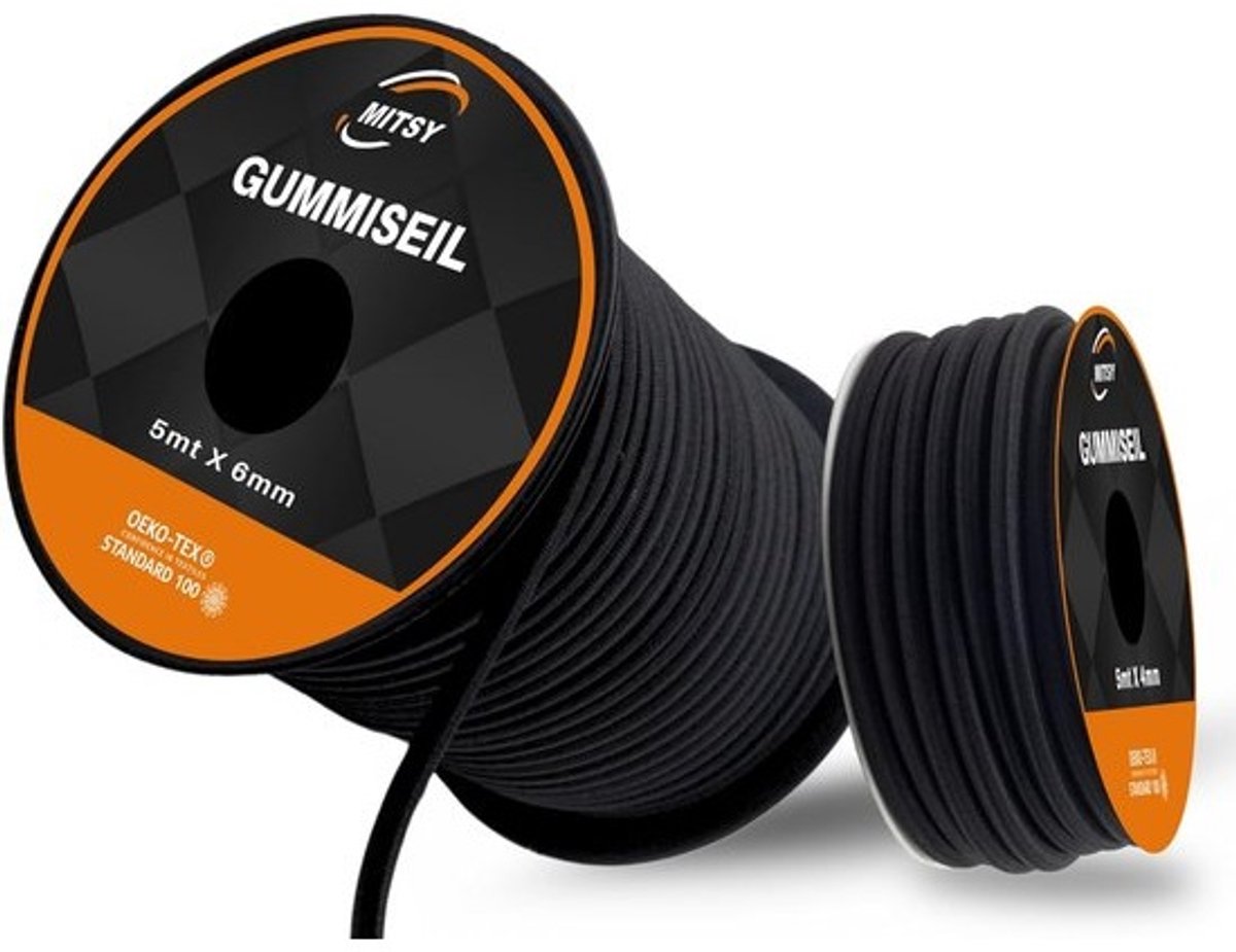 Rubberen Touw - Expander Koord - Aanhanger Vastzetten - Weerbestendig Materiaal - 6mm 5 Meter - Zwart