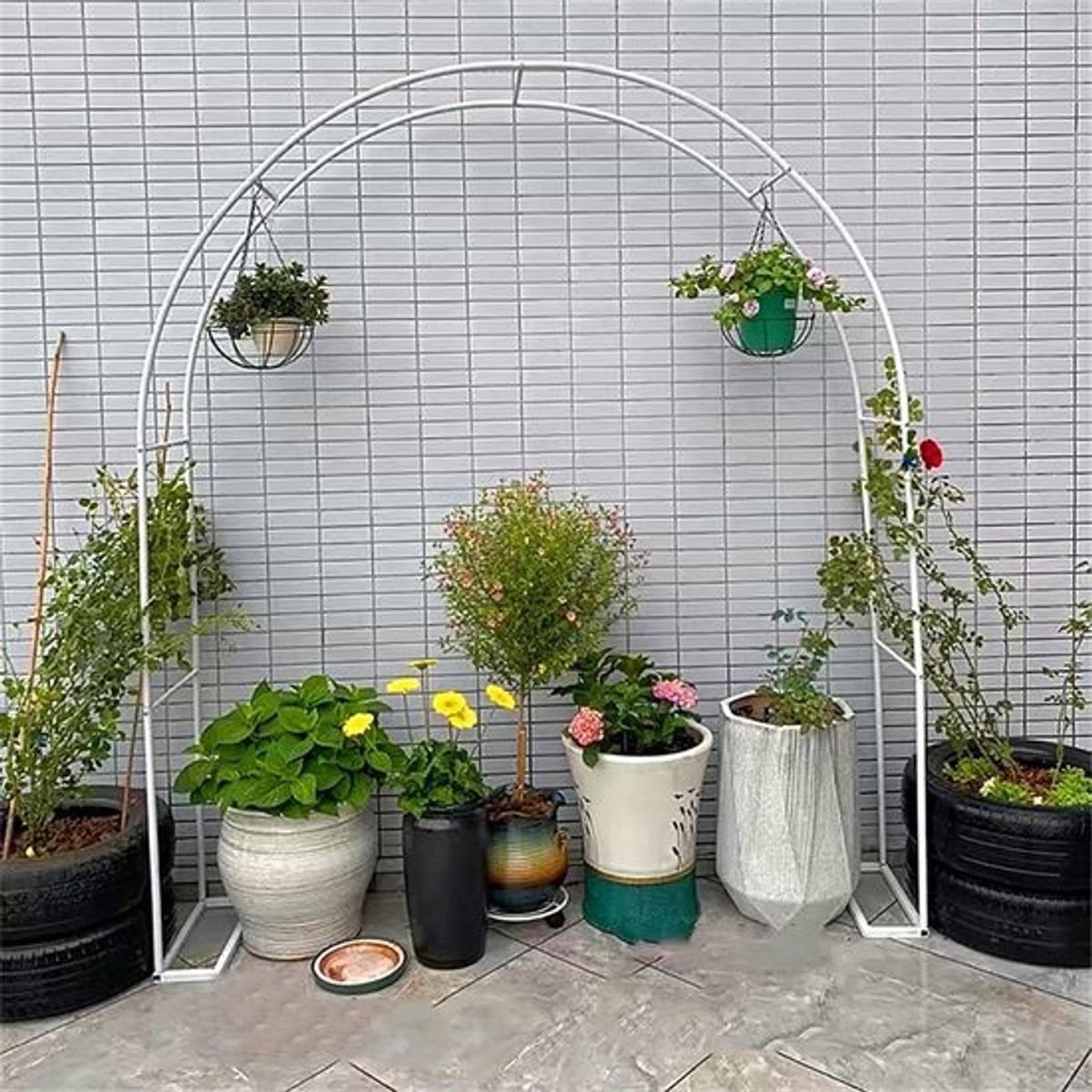 Rozenboog Metaal - Tuinpergola Hekwerk - Planten Ondersteunen - Verzinkt Weerbestendig - Tot 350cm Breed - Zwart