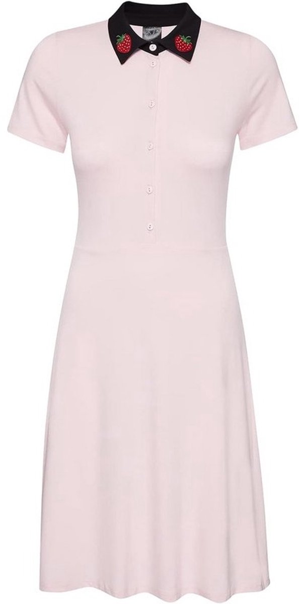 Klassieke Jurk met Kattendesign Roze-Zwart
