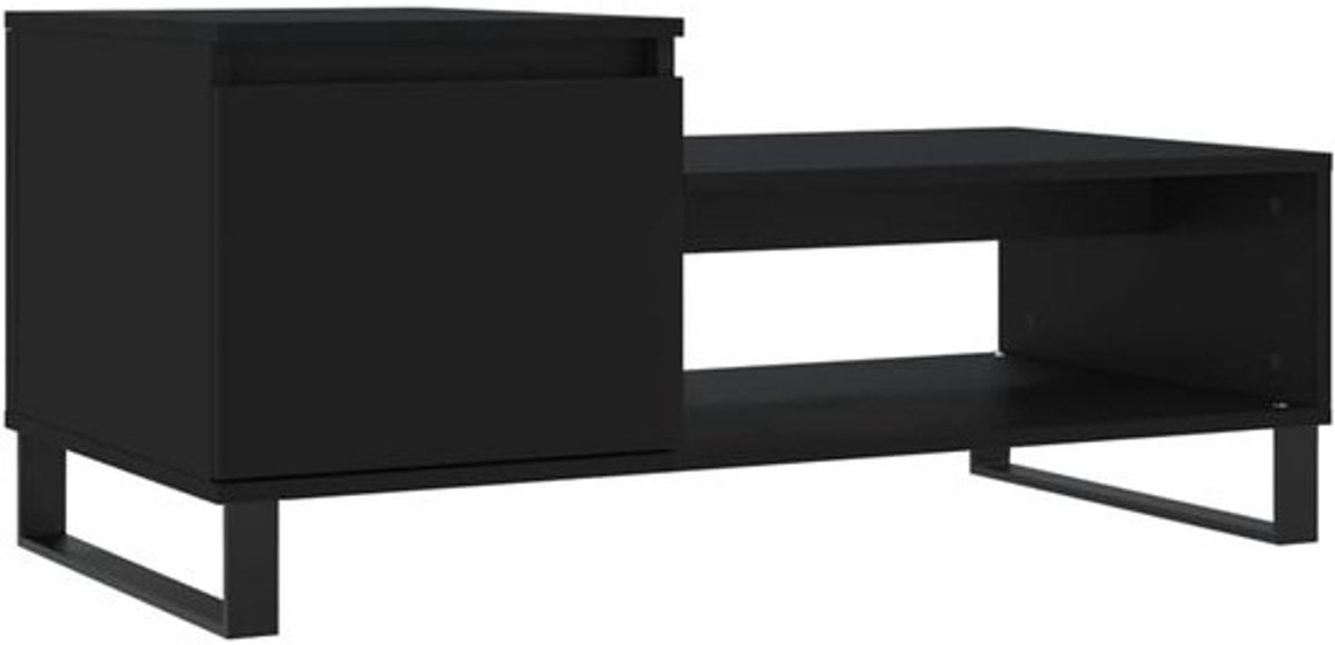Salontafel 100x50x45 cm met gesneden details Zwart Hout