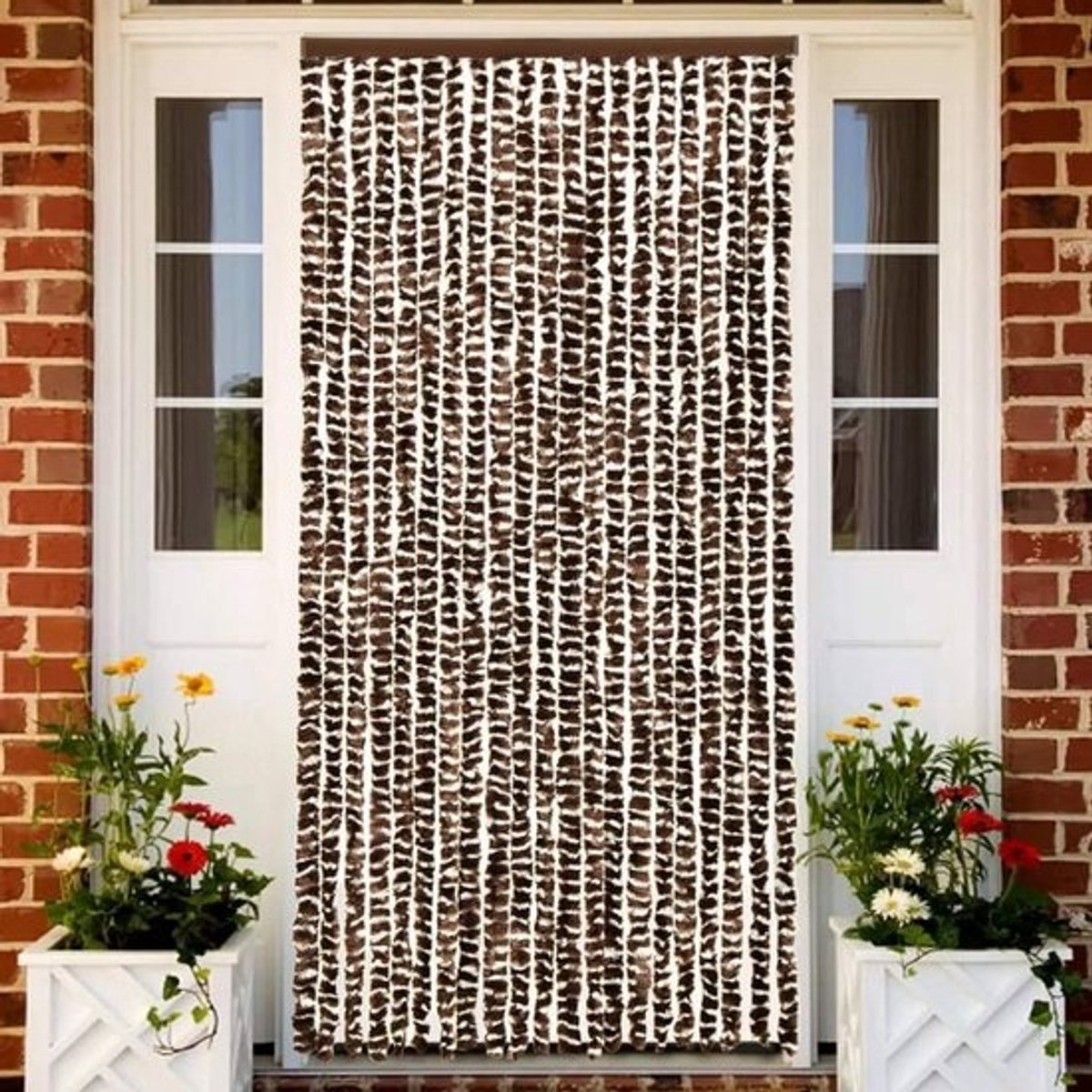 Deurgordijn voor Insectenbescherming - Bruin en Wit, 90 x 220 cm