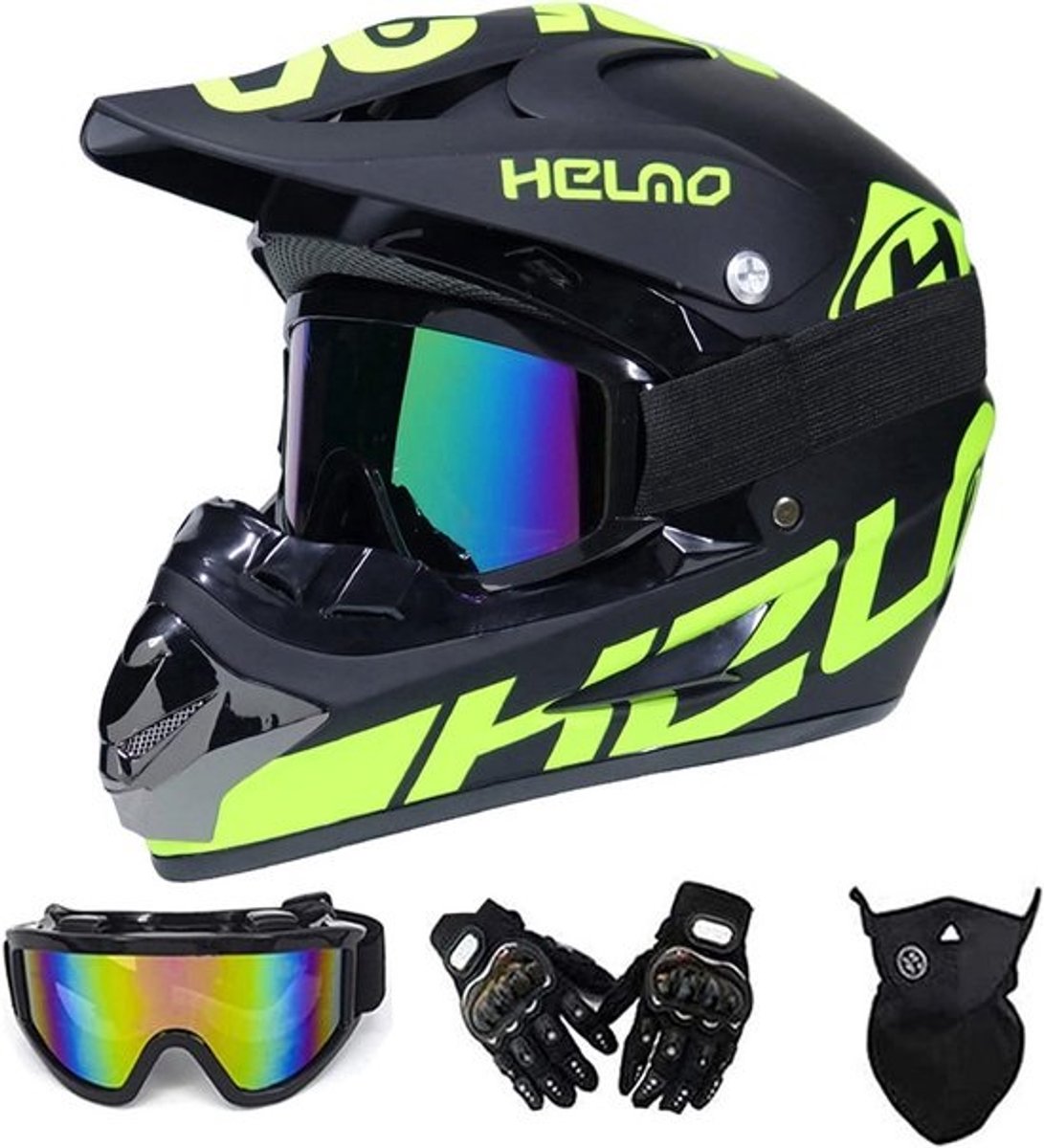 Crossmotor Helm Set Compleet voor Heren en Dames - Full Face Offroad Motorcrosshelm inclusief Accessoires