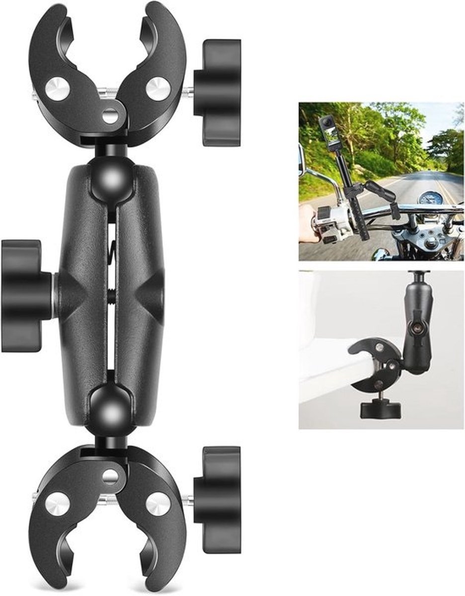 Dubbele Super Crab Clamp voor Motorfiets en Fiets - 360° Rotatie Beugel Klem voor Statief en Accessoires