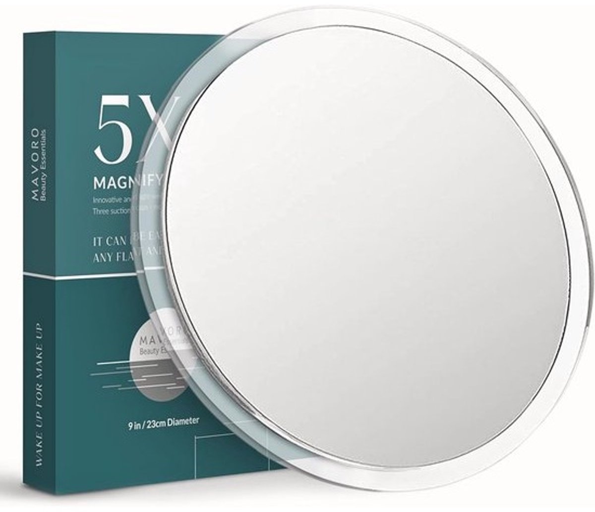 Grote Vergrootspiegel 9 Inch met 5x Vergootkracht en 3 Sterke Zuignappen voor Draagbare Make-up