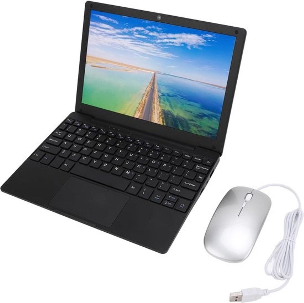 Mobiele Studenten Laptop 10.1 Inch IPS Scherm met USB Muis - Lichtgewicht Android 12