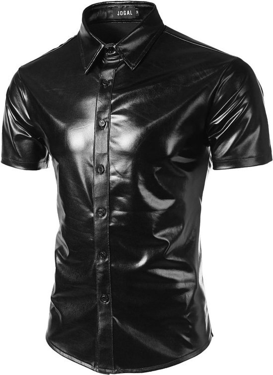 Glanzend Metallic Heren Shirt voor Feest, Disco en Nachtclub