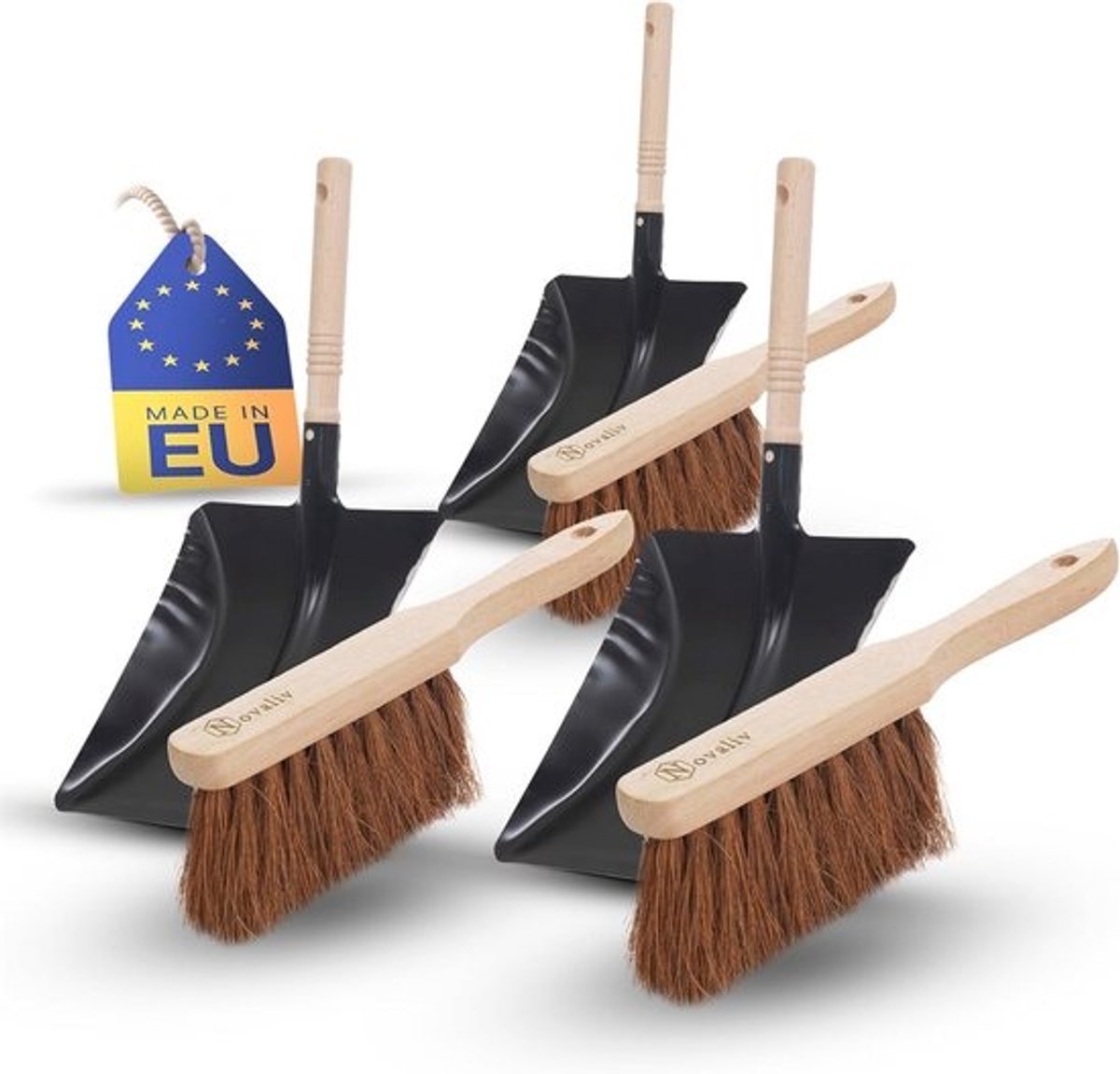 Set van 4 Bakborstels en Handvegers - Zachte Kokosvezel en Metaal