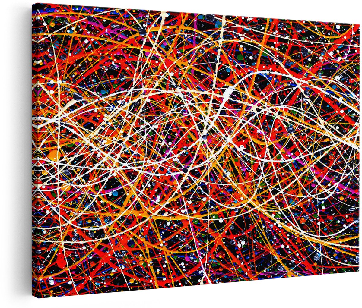 Artaza Canvas Schilderij Abstracte Kunst - Hand Getekend - 150x100 cm - Groot - Foto Op Canvas - Wanddecoratie Woonkamer