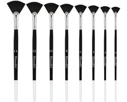 Set van 8 Nylon Waaierpenseel voor Acryl, Aquarel en Olieverf