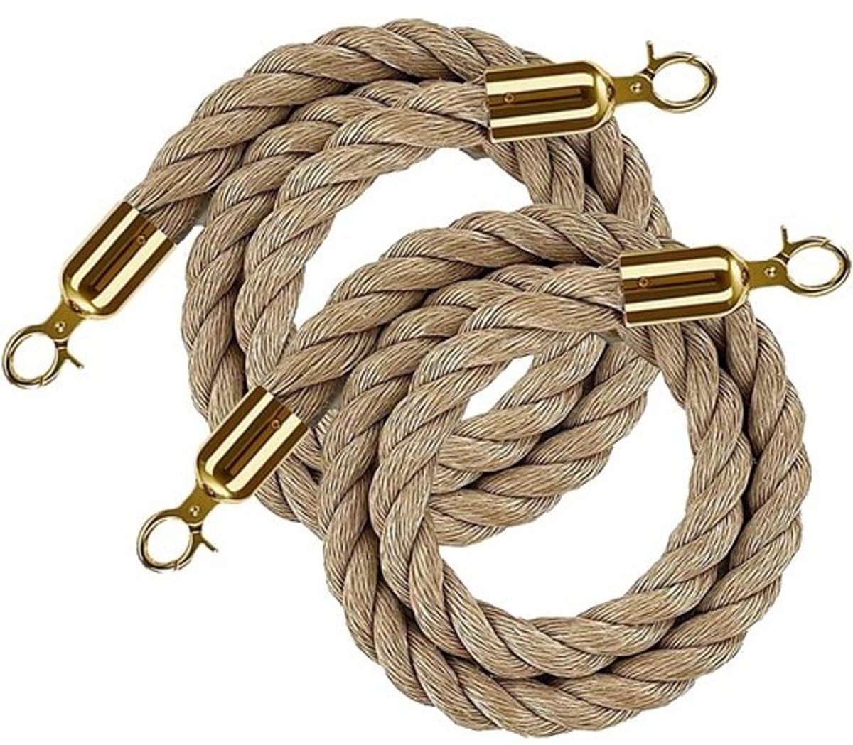 Afzetkoorden Set - Hennep Touwen - Crowd Control - Metalen Haken - 24 Meter - Goud