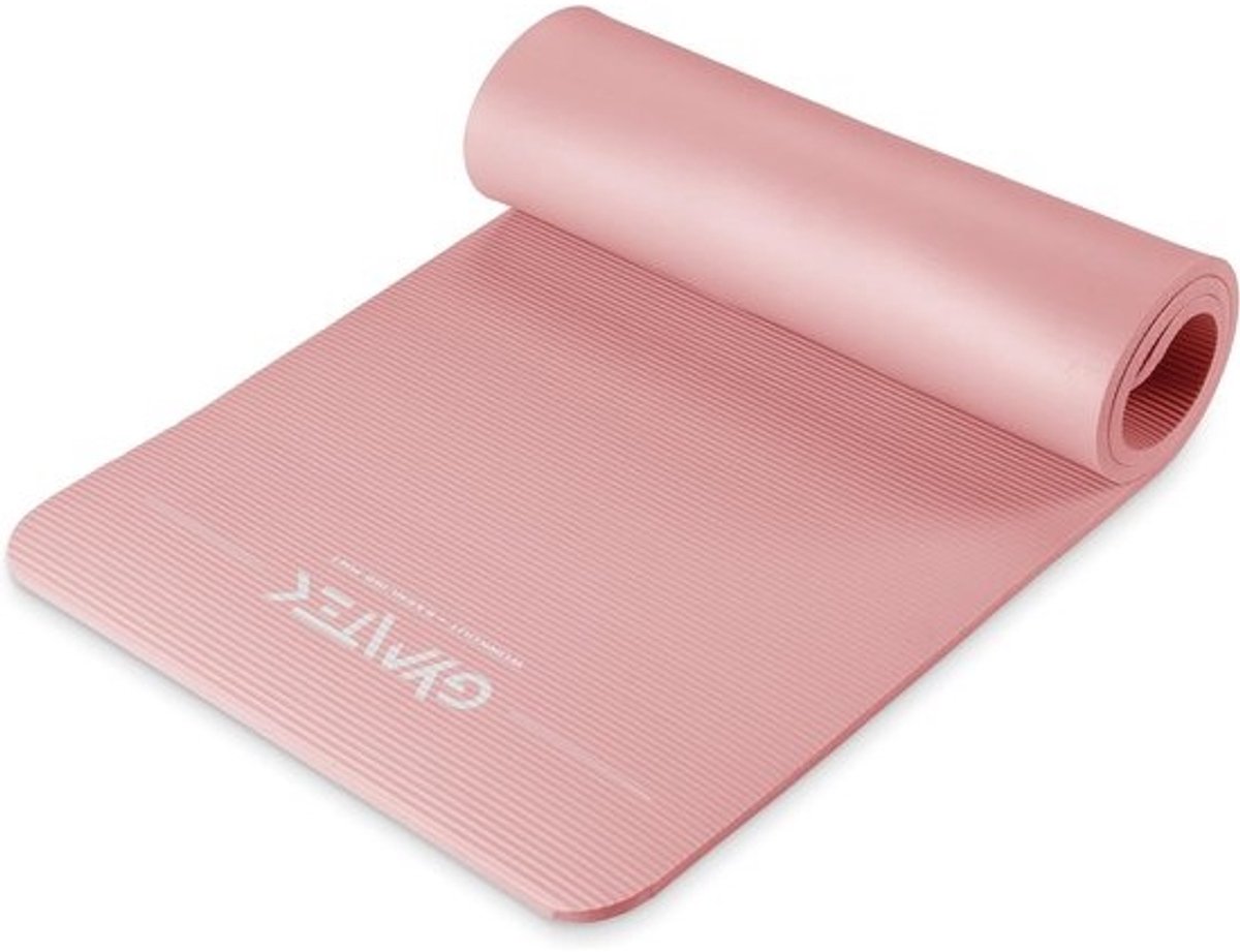 NBR Yogamat 180x61cm 1,5cm Dik met Draagriem voor Yoga Pilates Fitness Aerobics - Grijs
