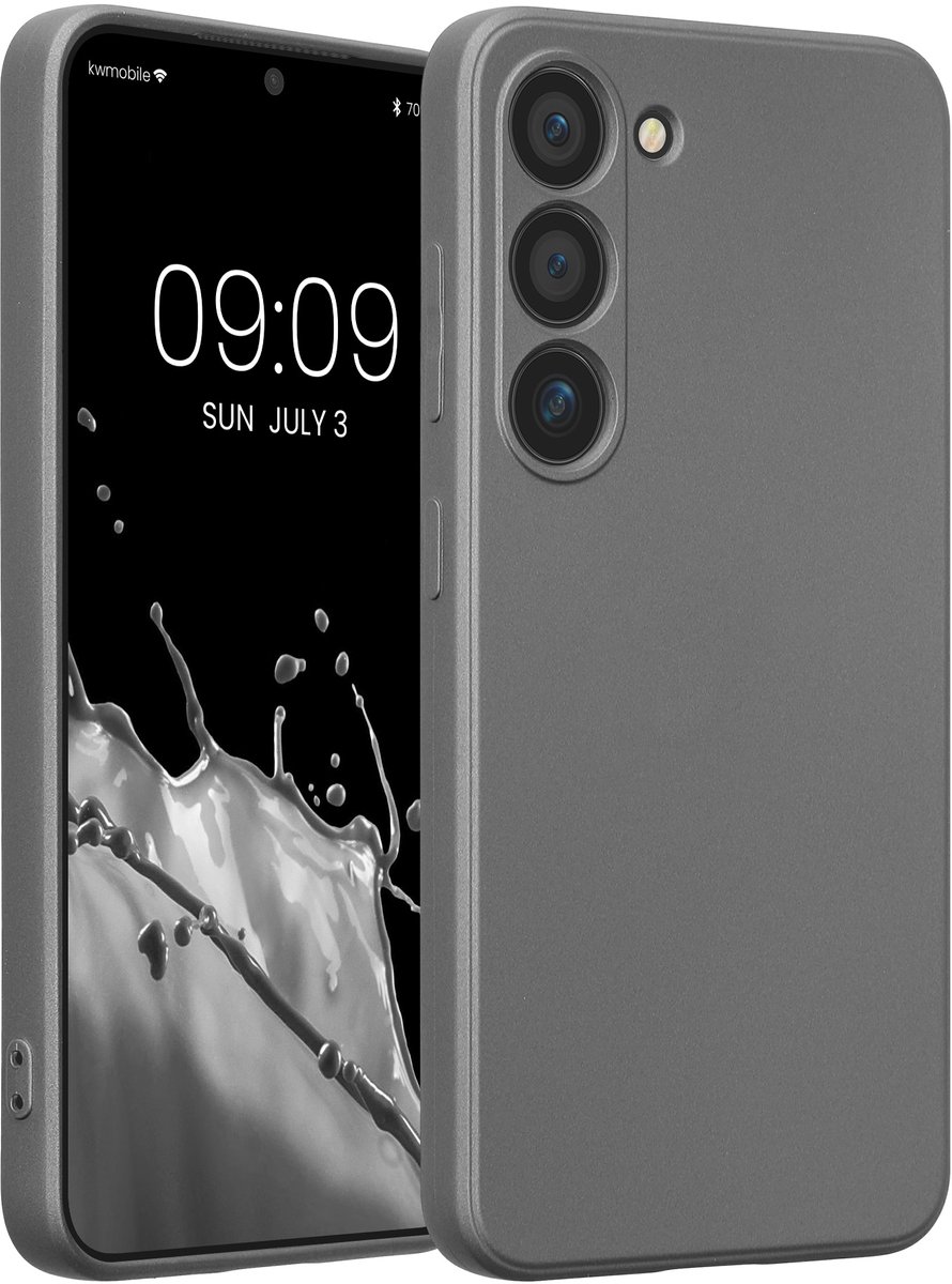 kwmobile metallic telefoonhoesje van TPU - geschikt voor Samsung Galaxy S23 - Flexible case voor smartphone - In metallic grijs