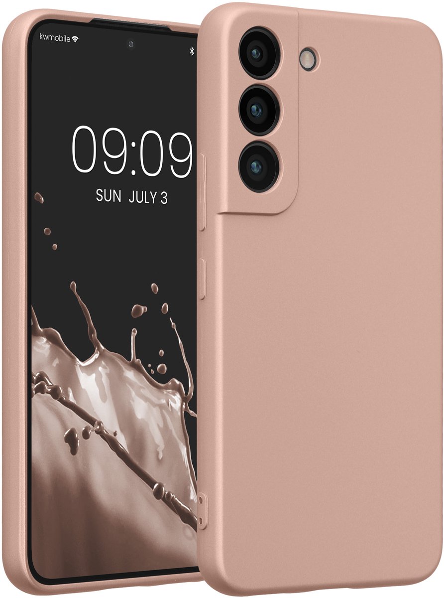 kwmobile metallic telefoonhoesje van TPU - geschikt voor Samsung Galaxy S22 - Flexible case voor smartphone - In metallic roségoud
