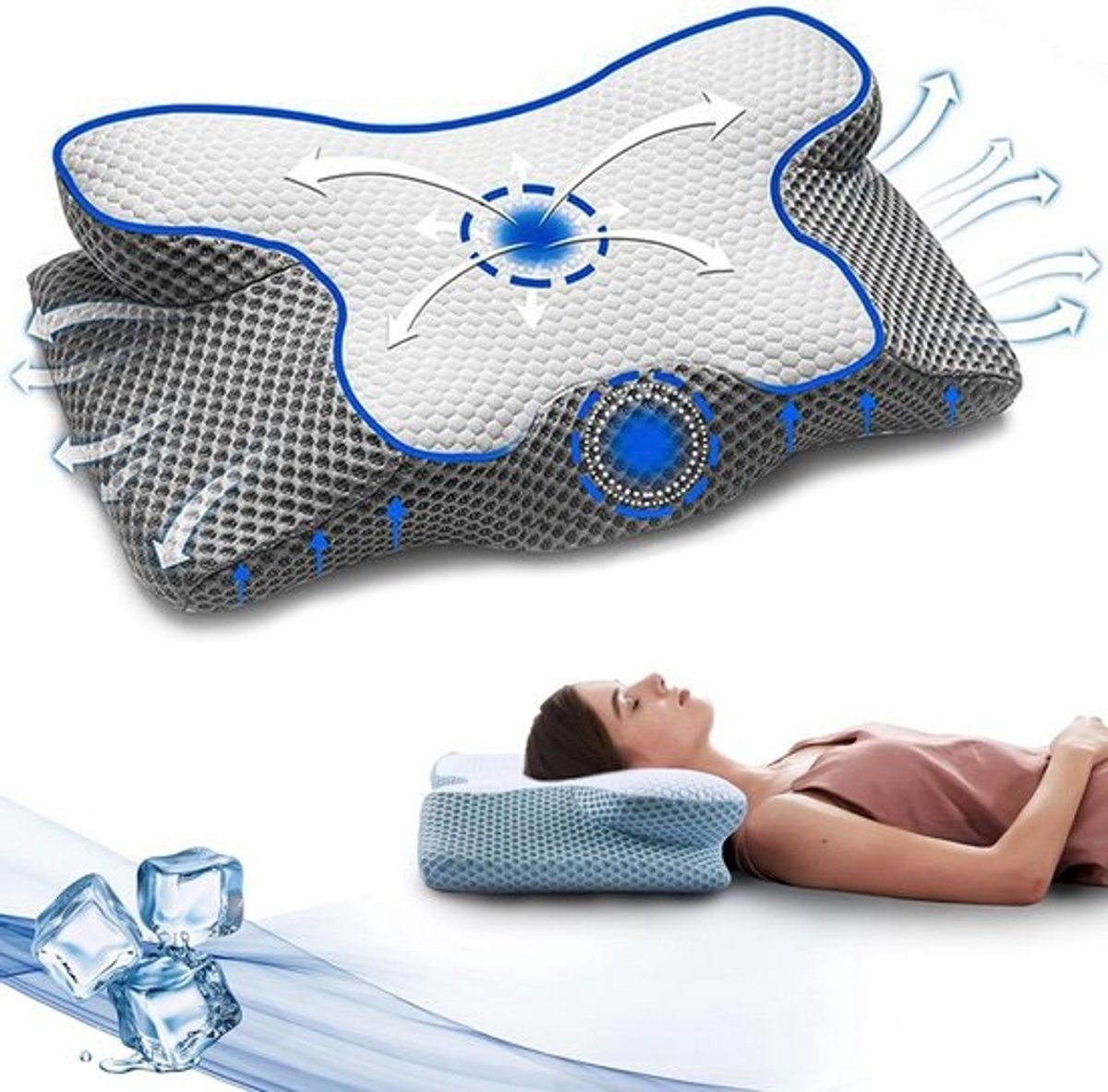 Ergonomisch Orthopedisch Contour Kussen van Traagschuim voor Nek- en Schouderpijn