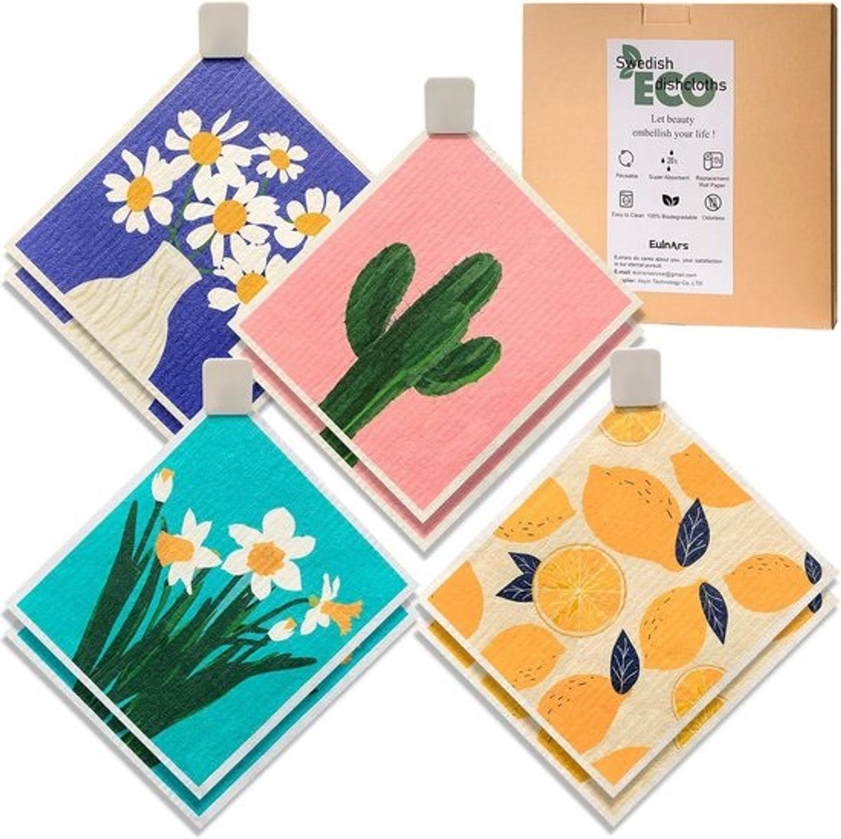 Set van 8 Keukendoeken - Duurzaam, Super Absorberend en Wasbaar - Cellulose Vaatdoeken
