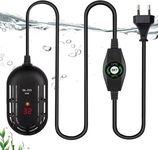 Aquarium Verwarmer - Verwarmingsstaaf - Aquarium Temperatuur - Externe Controller - 50 Watt - Zwart