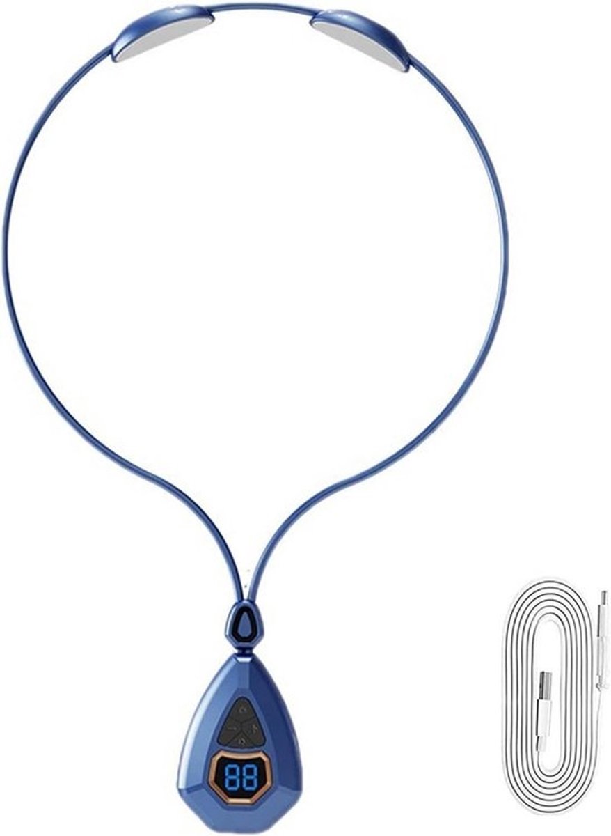 Nekmassageapparaat - Elektrische Puls Stimulator - Ontspanning Nek - 5 Modi Warmte - 15.5 x 15.5 - Wit
