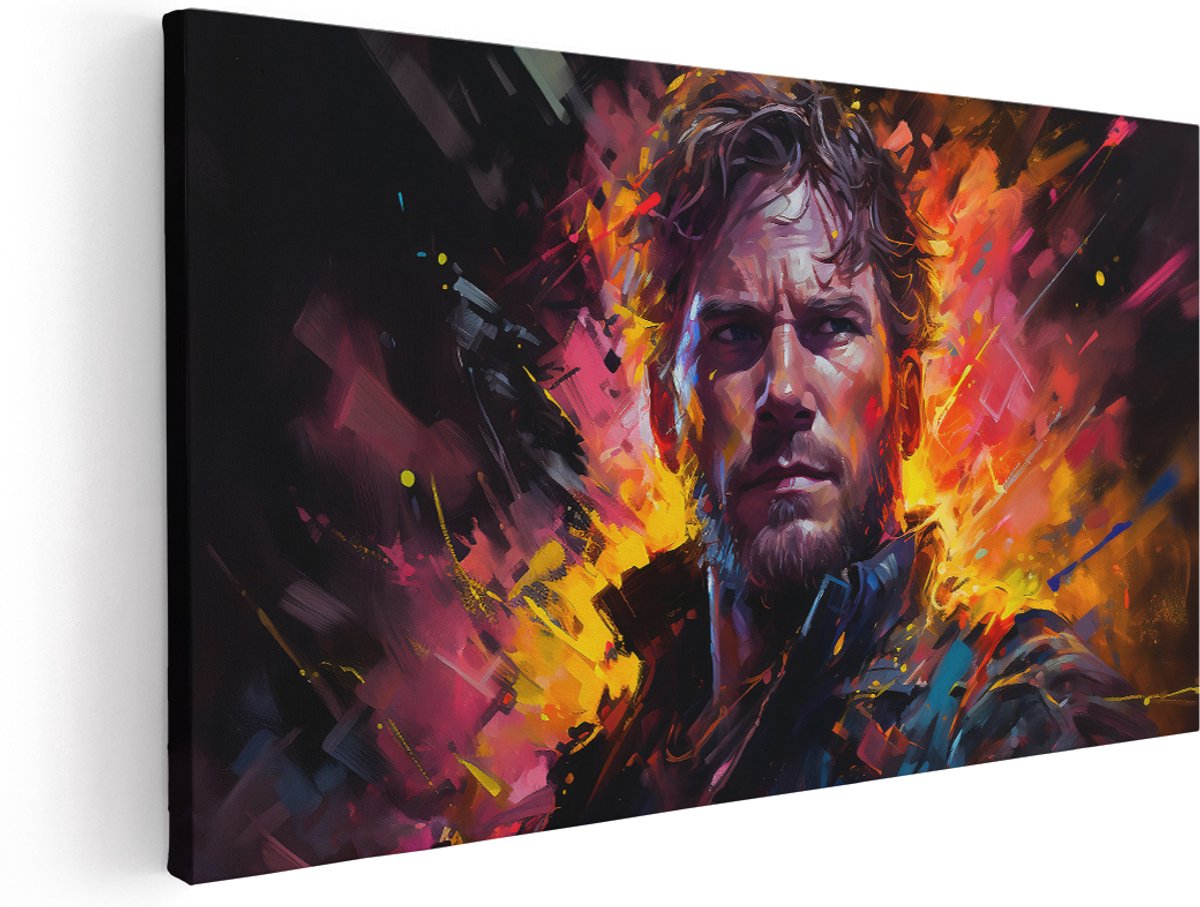 Artaza Canvas Schilderij Man - 160x80 cm - Groot - Wanddecoratie Portret Kleurrijk - Muurdecoratie Marvel - Kamer Accessoires Gezicht