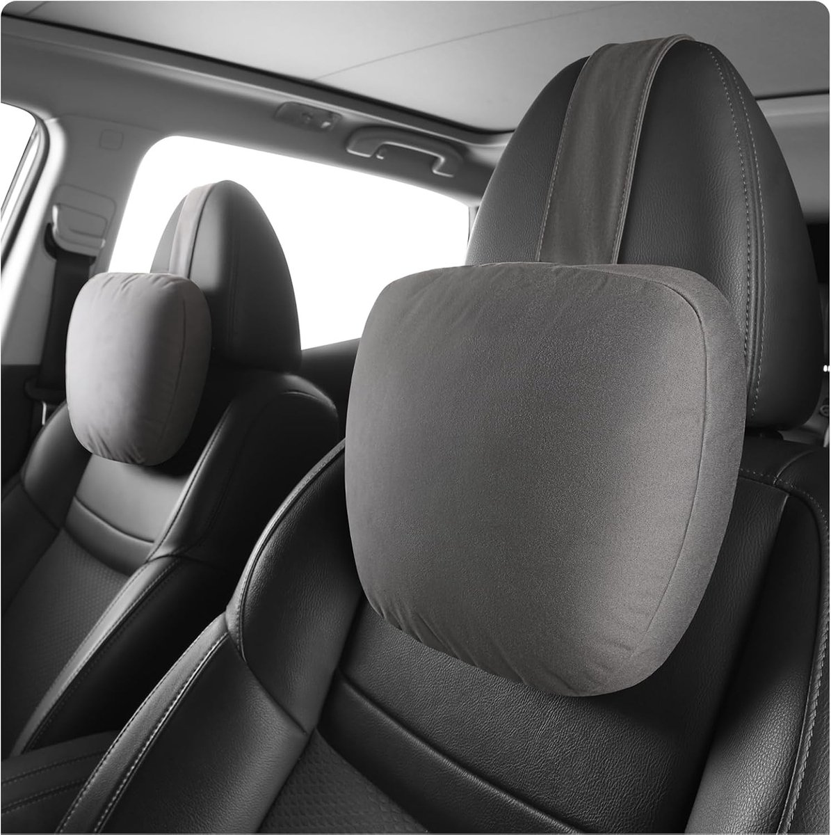 Verstelbare Autostoel Kussen voor Neksteun, Microfiber Velours, Plantbased Polyester, 30x19cm, Comfortabel en Ondersteunend voor Lange Rit