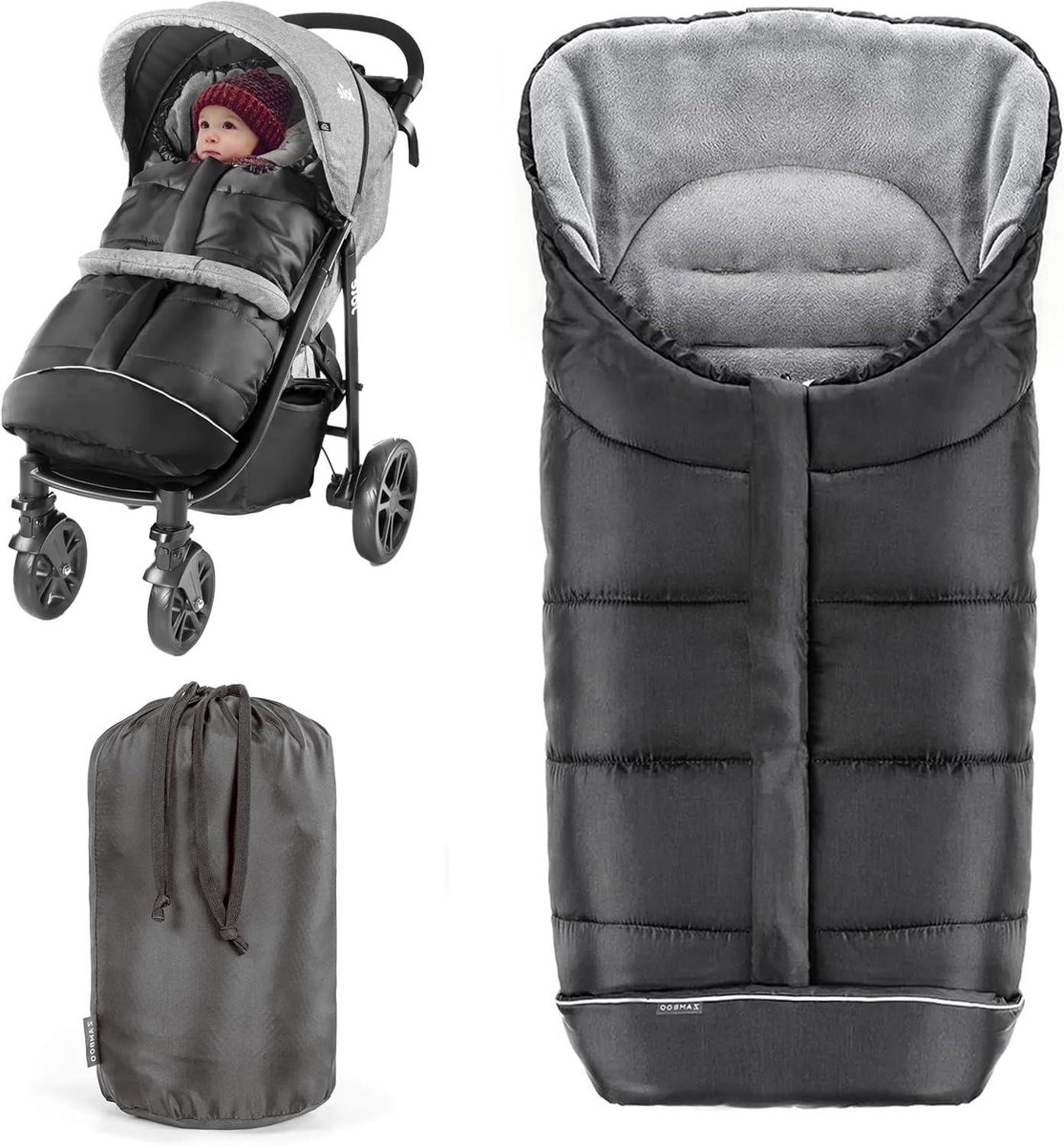 Voetenzak Universeel - Kinderwagen deken - Warmte buiten - Waterafstotend fleece - 100x45 cm - Zwart