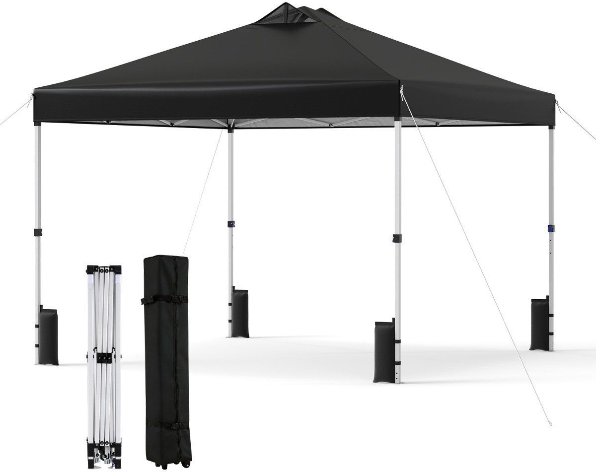 SureDeal® - Partytent - Pop Paviljoentent - Stevig - Zilverkleurig Dak Draagbaar - Zandzakken Haringen - 300x300x250 cm - Donkerbruin