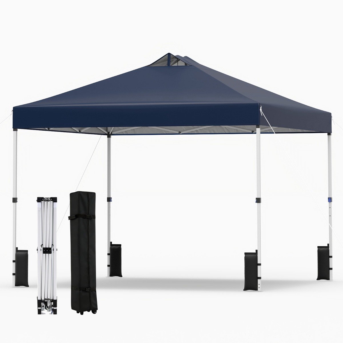 SureDeal® - Partytent - Pop Paviljoentent - Stevig - Zilverkleurig Dak Draagbaar - Zandzakken Haringen - 300x300x250 cm - Blauw