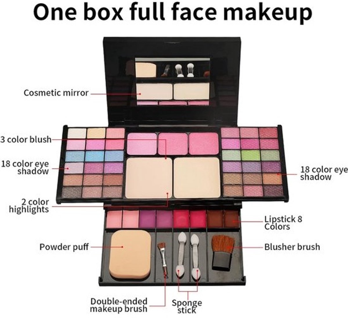Make-upkoffer Dames - Make-up Palet - Dagelijkse Make-up - Gemakkelijk te Mengen - 15 x 10 x 3 cm