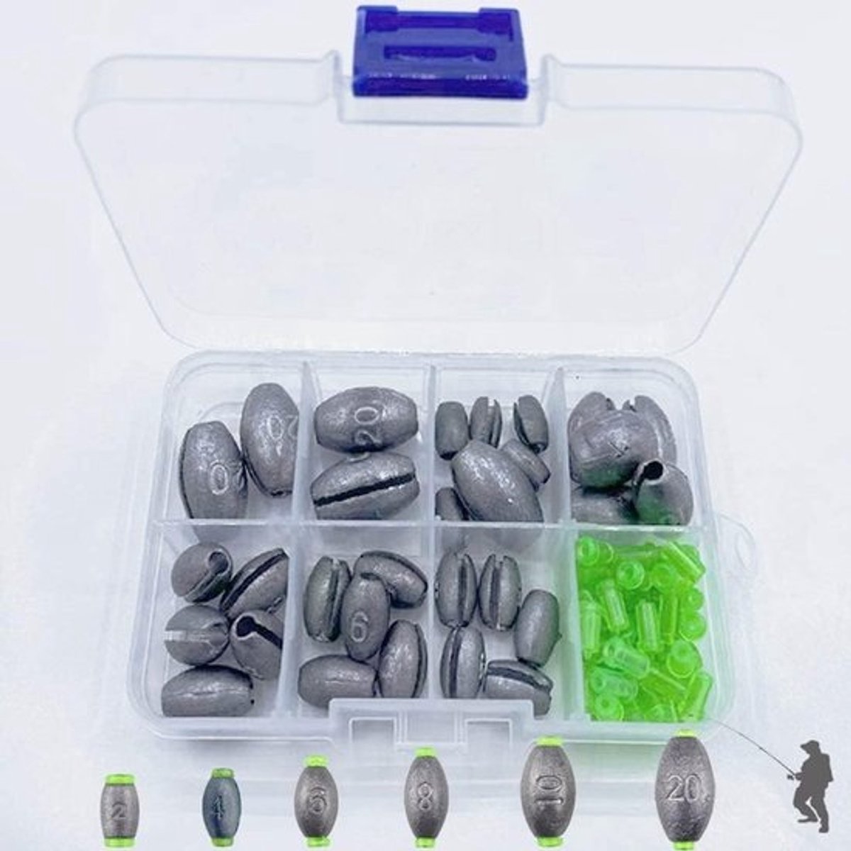 Set Loodgewichten Dropshotten Hengelsport - 30 Delen in 6 Maten (2g t/m 20g)