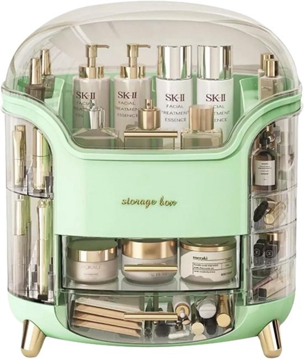 Draagbare make-up organizer met laden en deksel - Multifunctionele cosmetica en sieraden opslag