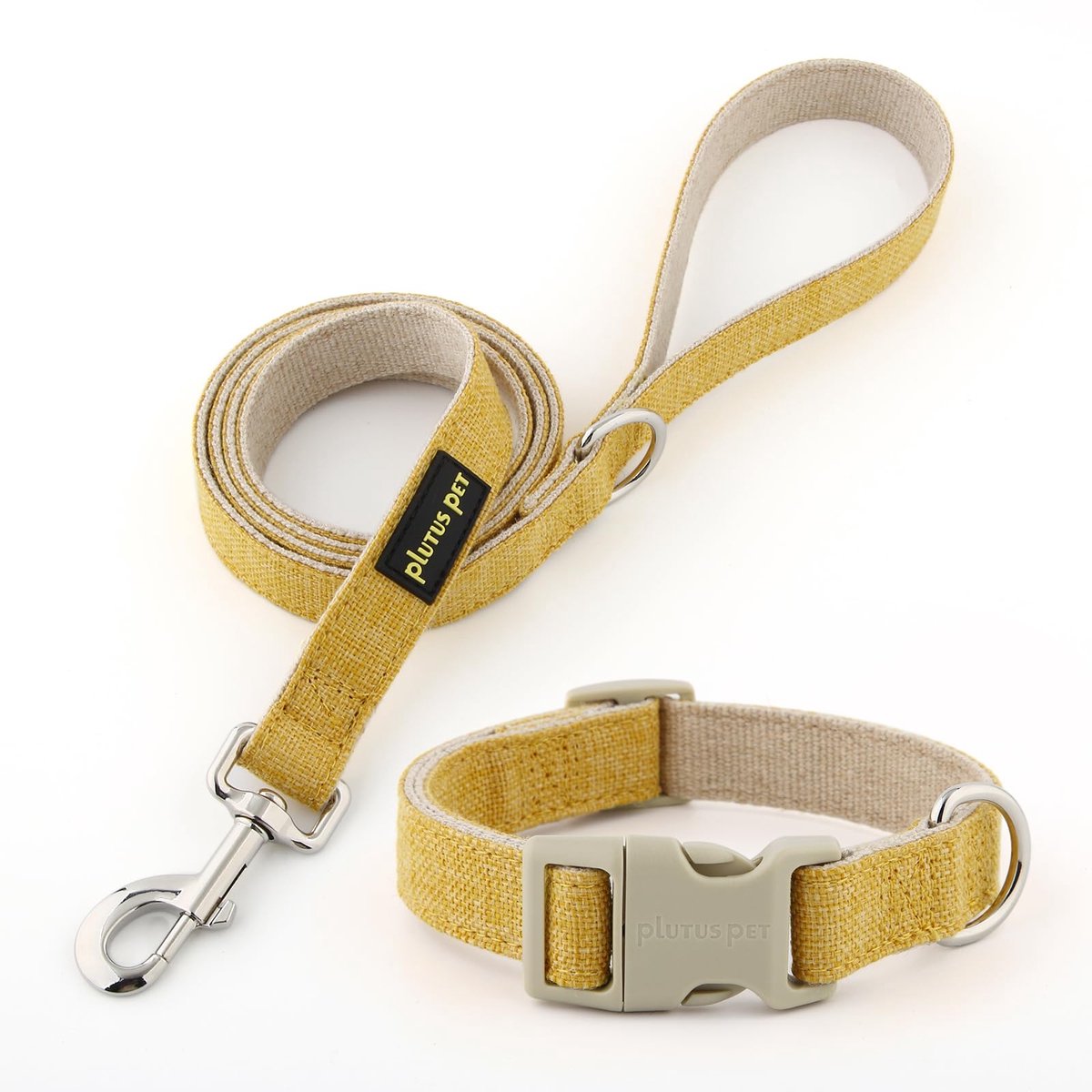 Plutus Pet Katoenen hennep hondenhalsband en riem set, verstelbare halsband voor kleine, middelgrote en grote honden - ShopVlot