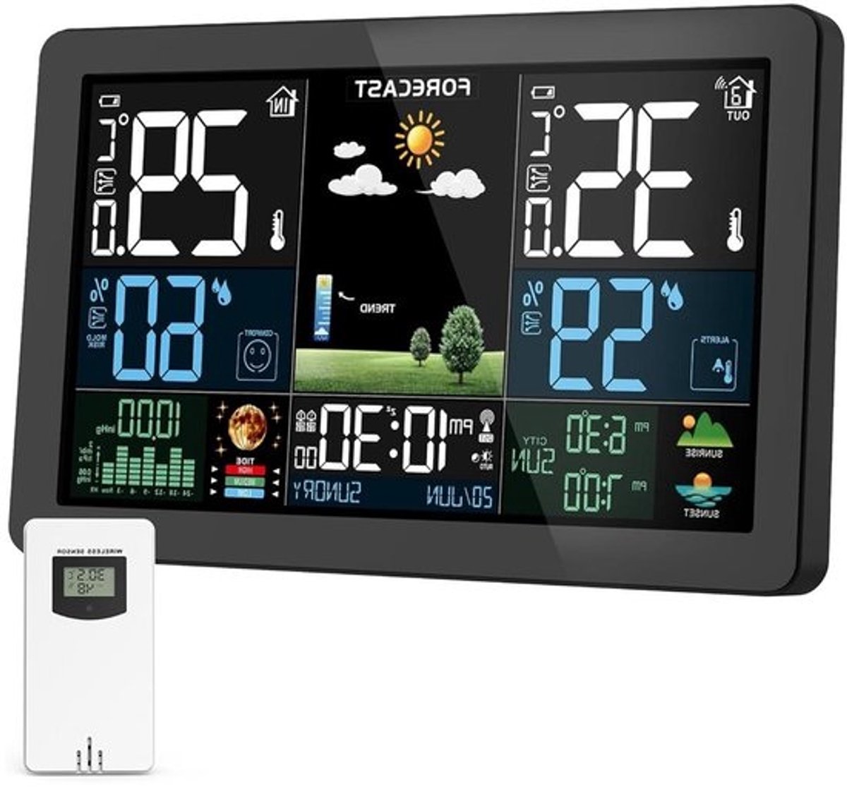 Weerstation Binnen en Buiten - Weerstation Draadloos Binnen Buiten - Weerstation met Buitensensor - temperatuurmeter