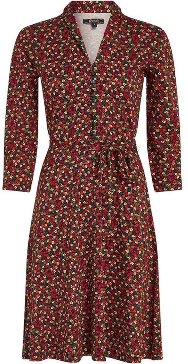 Elegante Damesjurk met Sjaalkraag en Bloemenprint