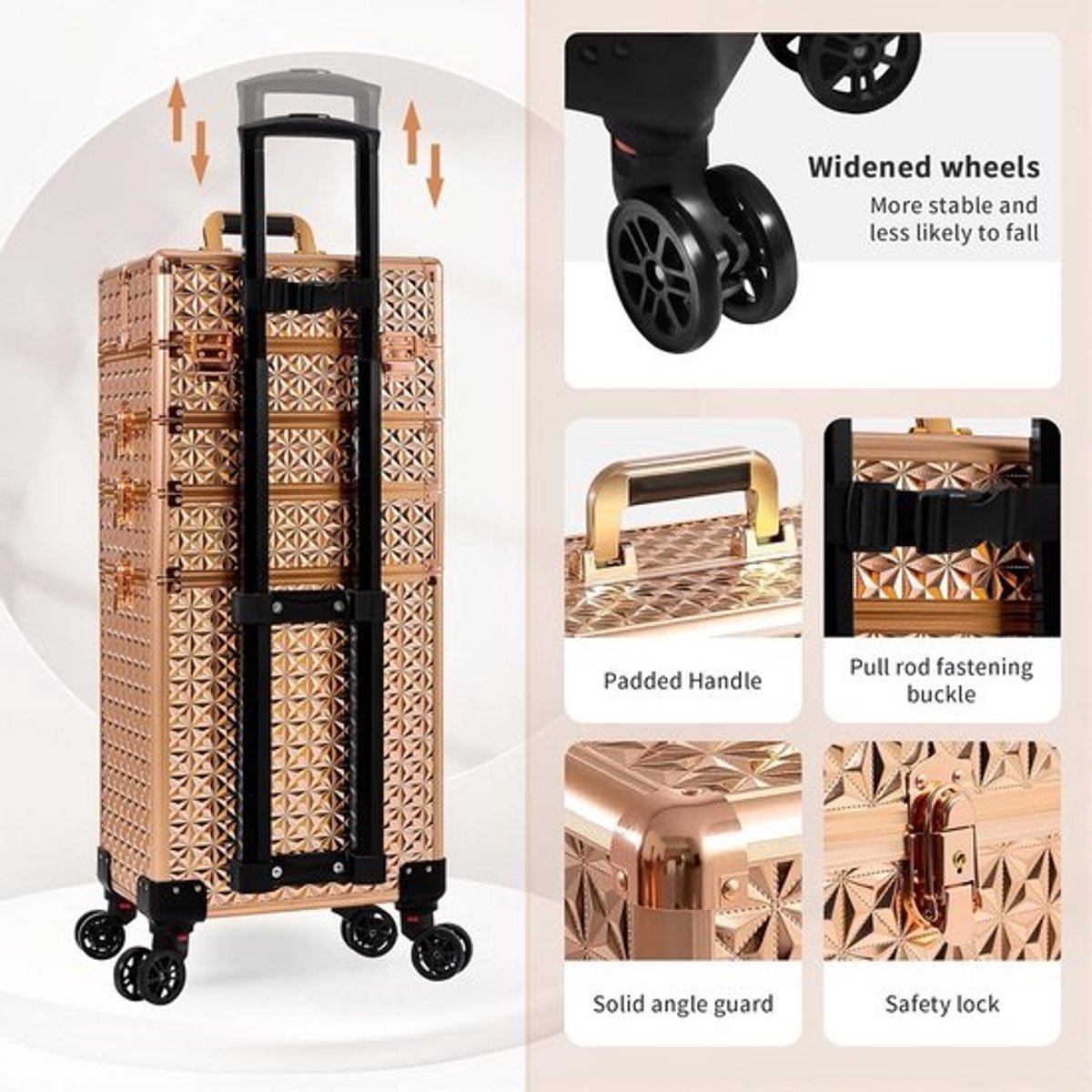 Grote 5-in-1 Make-up Trolley op Wielen voor Professioneel Gebruik