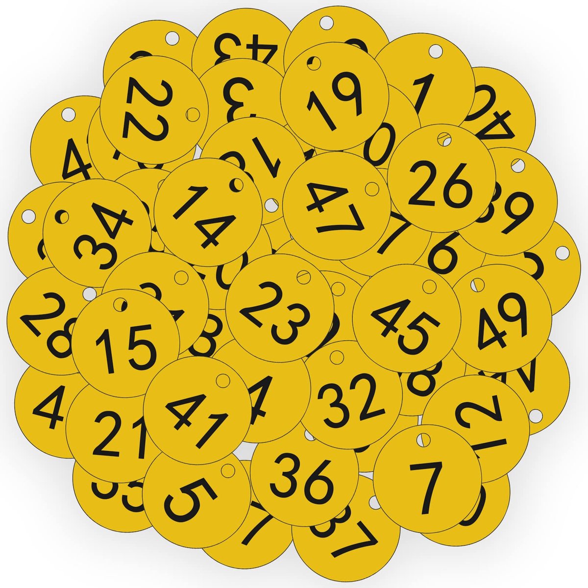 OFFCUP Kunststof nummerlabels, 50 stuks gegraveerde genummerde labels, ID-schijven voor hotel, brievenbus - ShopVlot