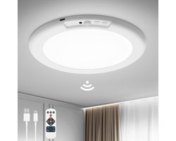 Oplaadbare Plafondlamp - LED Lamp Sensor - Automatische Verlichting - Drie Kleuren Instelbaar - 1 Stuk - Wit