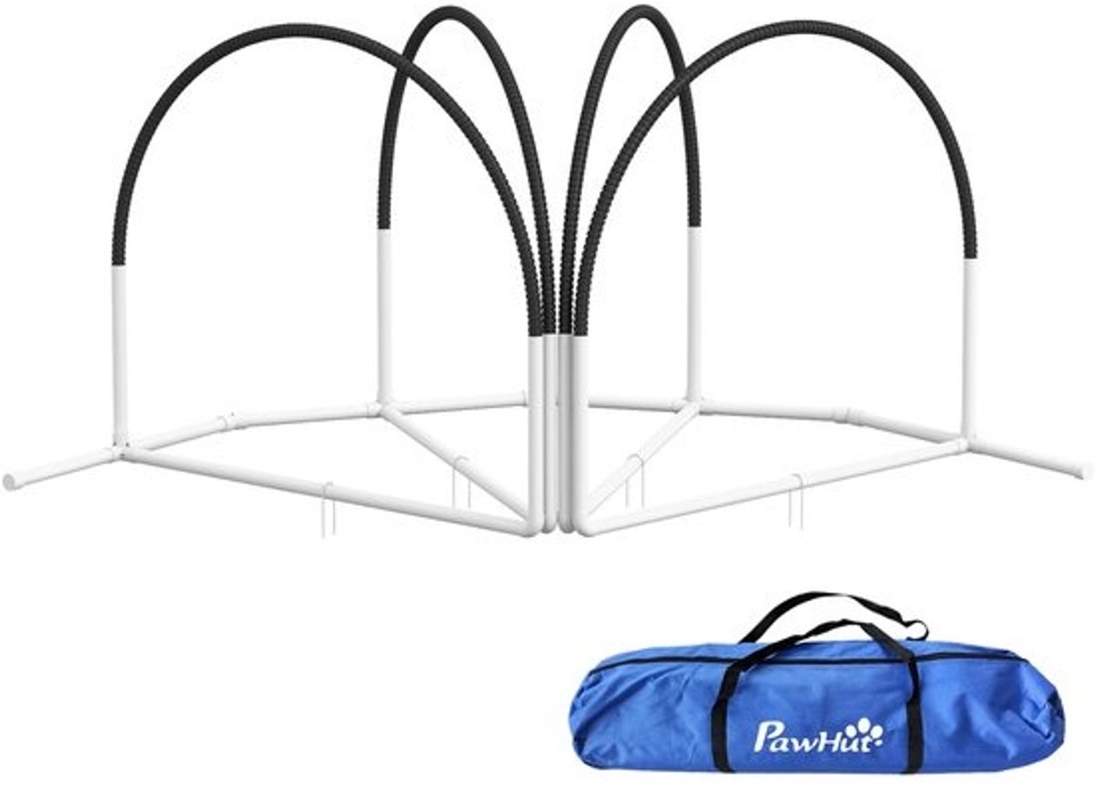 Set van 4 stuks - Dog Agile Training Kit - Dog Training Accessories - 89 x 69 x 99 cm - Wit + Zwart