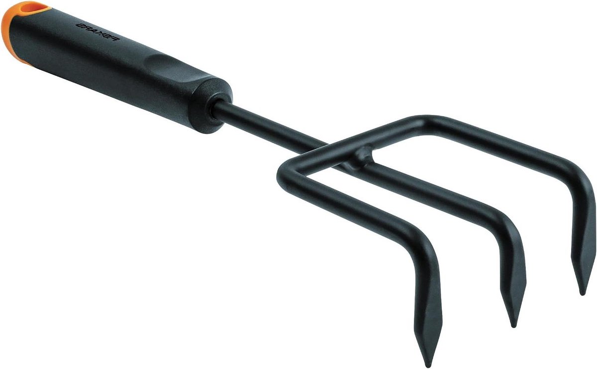 Bloemenhark - Tuinhark handhark - Bodem losmaken - Ergonomisch handvat - 30.5 cm - Zwart oranje