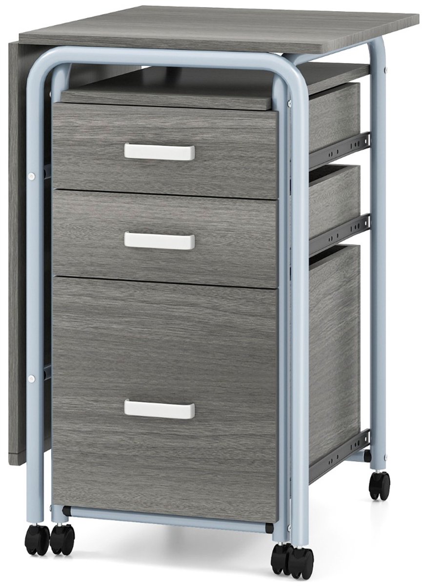 SureDeal® - Bureau - Opvouwbaar - Drie Opberglades - Vergrendelbare Wielen Opvouwbaar - 105x50x74 cm - Grijs