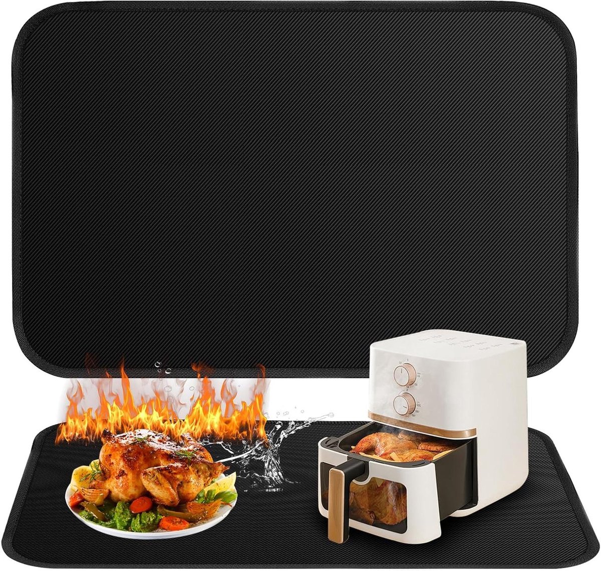 Vuurvaste mat - Werkbladbescherming - Keuken beschermen - Hittebestendig tot 500°C - 40 x 60 cm - Zwart