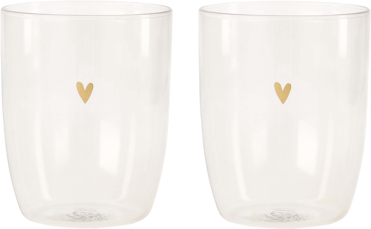 Zusss Set Van 2 Drinkglazen - Glas - Bruin & Goud - Ø8x10cm Glas Brown / Gold